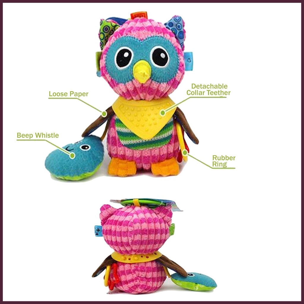 Đồ Chơi Nhồi Bông Mềm Mại Hình Chim Cú Nhiều Màu Có Âm Thanh Phát Triển Răng Cho Bé