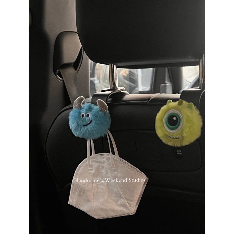 Big Eye Hair Monster Car Seat Small Hook Multifunctional Chair Back Storage Car Supplies Cute Car Interior Ornaments GUtD