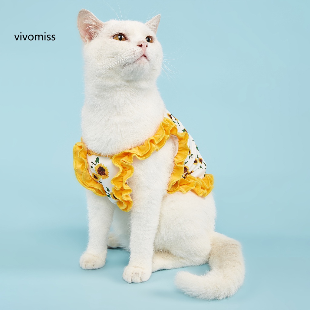 Bộ Đồ Ngủ Họa Tiết Hoa Hướng Dương Xinh Xắn Thoáng Khí Dành Cho Cún Cưng