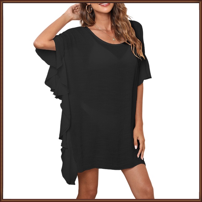 Đầm Dáng Rộng 100% Polyester Màu Sắc Đơn Giản Phong Cách Âu Mỹ Dành Cho Nữ