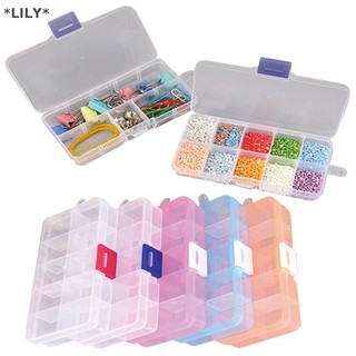 Lily nhựa 10 Khe cắm có thể điều chỉnh lưu trữ đồ trang sức hộp trường hợp Craft Organizer hạt uuu