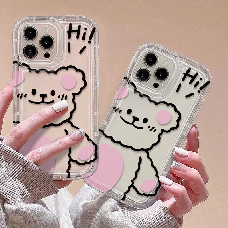 Ốp Điện Thoại TPU Silicon Mềm Trong Suốt Chống Sốc Hình Gấu Cho IPhone 14 13 12 11 Pro XR X XS Max 8 + 7 Plus