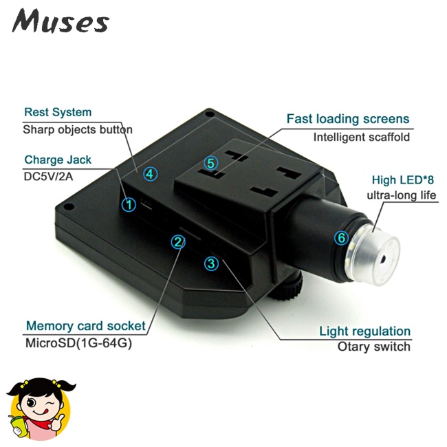 Kính Hiển Vi Kỹ Thuật Số Lcd 300x Độ Sáng Cao Với 8 Bóng Đèn Led Độ Sáng Cao Cho Điện Thoại