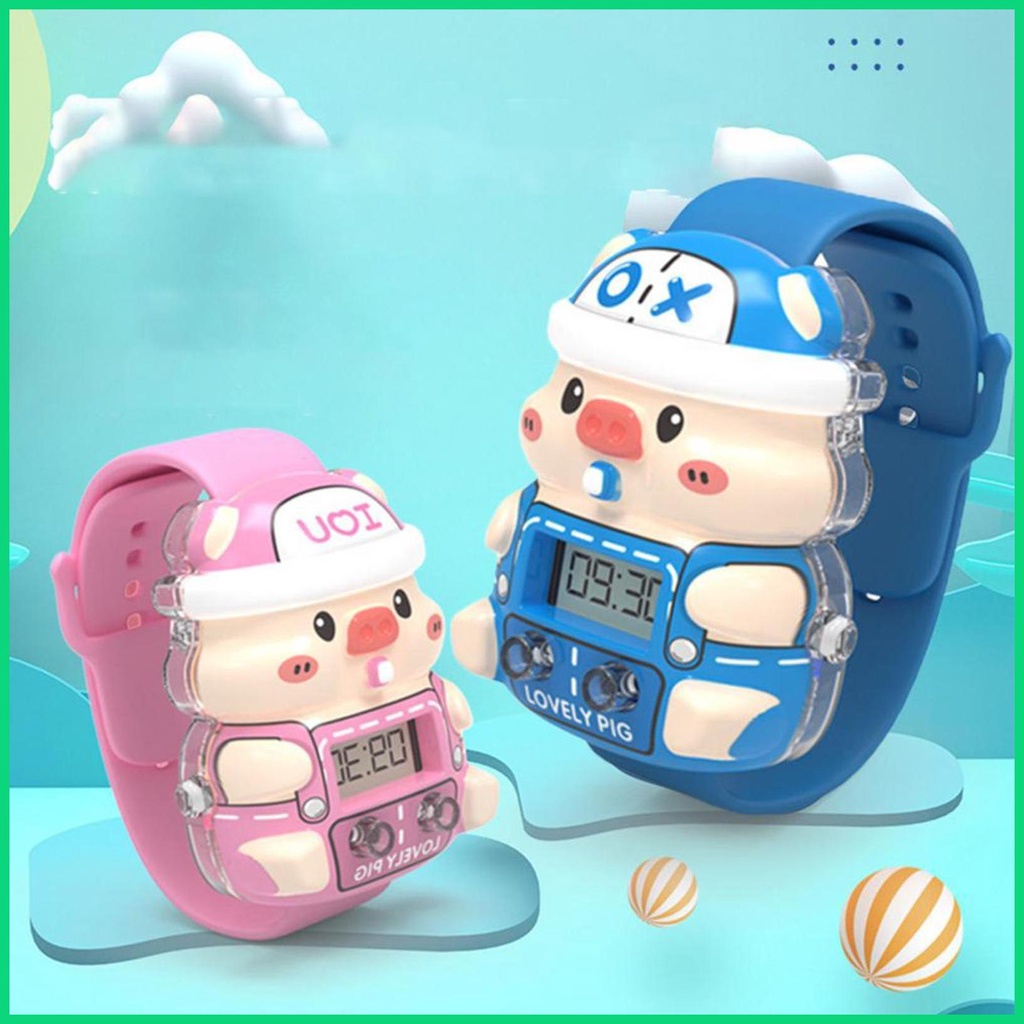 Đồng Hồ Đeo Tay Kỹ Thuật Số Hình Chú Heo Hoạt Hình 3D Dễ Thương Có Thể Điều Chỉnh Cho Bé Trai