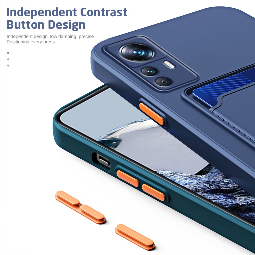 Ốp Điện Thoại Silicon Mềm Màu Kẹo Có Ngăn Đựng Thẻ Cho Xiaomi 12t Pro Xiomi Xiaomy Mi12t Mi 12t 12 T Pro 11 Lite