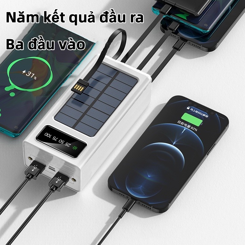 Ngân hàng năng lượng mặt trời 150000mAh tích hợp pin ngoài 4 dây đầu ra USB kép ngân hàng điện dự phòng ngoài trời ngân