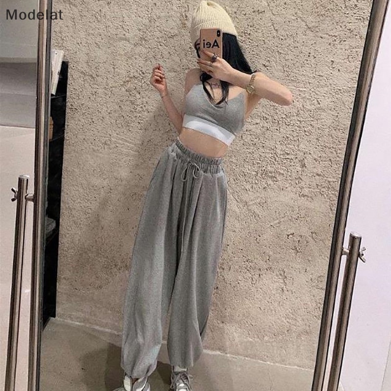 Quần ống rộng Lưng Cao Màu Trơn Thời Trang Hàn Quốc