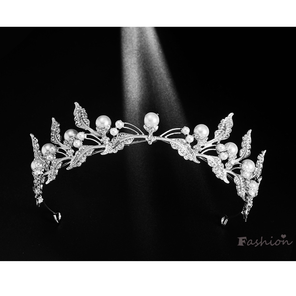 Cài Tóc Hình Vương Miện Đính Ngọc Trai Cho Cô Dâu