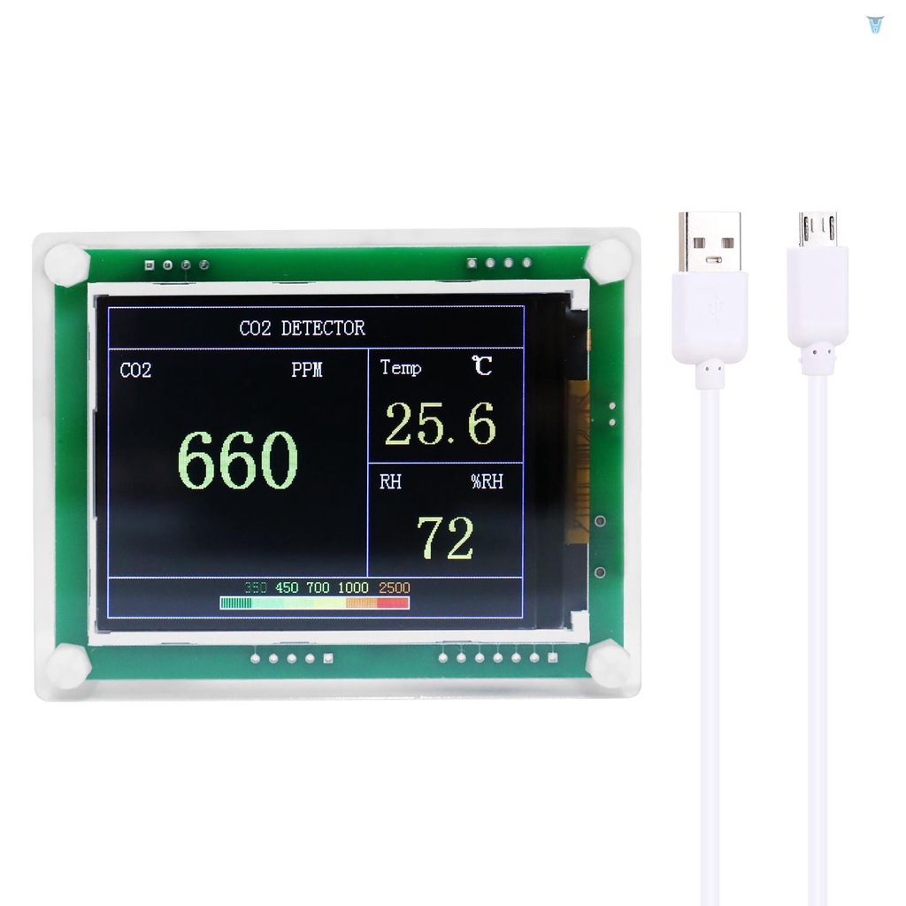 Máy Kiểm Tra Khí CO2 USB Mini Màn Hình LED Kỹ Thuật Số Độ Chính Xác Cao Đa Năng