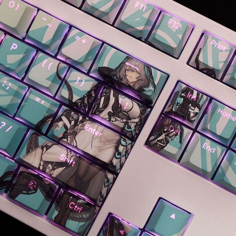 Ho'olheyak Keycaps Cherry Profile Arknights Anime PBT Dye Sub Cơ Keycap