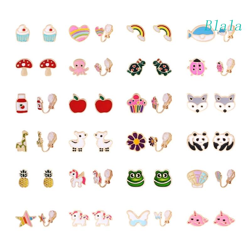 Bộ 24 Đôi Bông Tai Dạng Kẹp Họa Tiết Động Vật Không Đau Thời Trang Cho Nữ