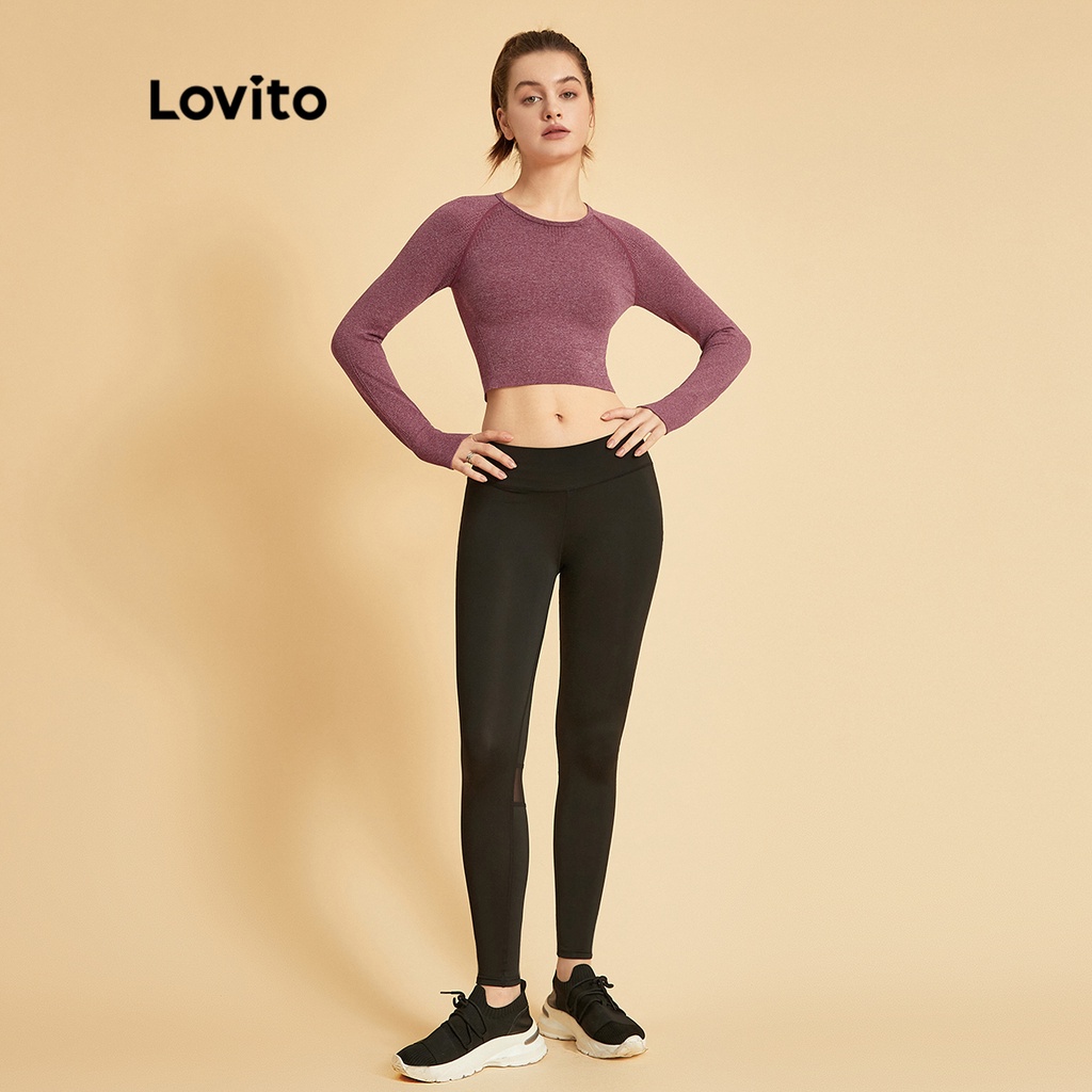 Áo Thun LOVITO Raglan Thấm Hút Mồ Hôi Thoáng Khí Độ Co Giãn Cao Cho Nữ L34AD008 (Xanh Đậm / Burgundy / Đen)