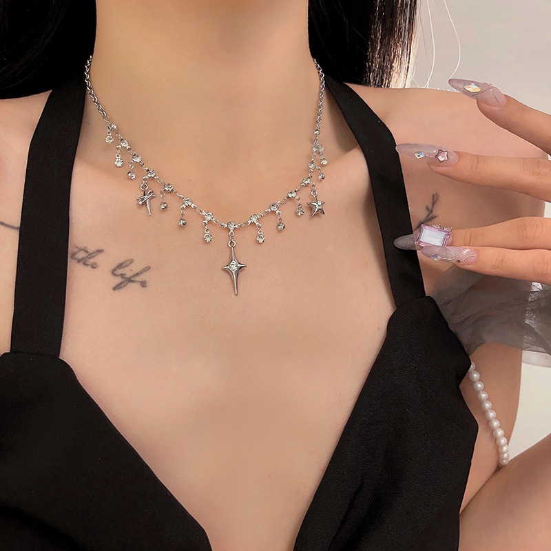 Vòng cổ Mặt Chữ Thập Đính Đá Zircon Thời Trang Hàn Quốc Cho Nữ