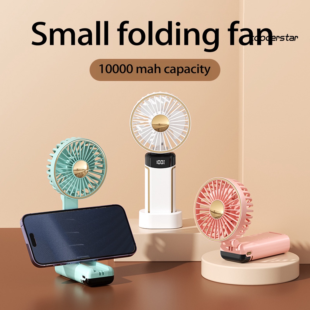 1 Bộ Quạt Làm Mát Cầm Tay 5 Bánh Răng Có Thể Gập Lại Màn Hình Kỹ Thuật Số Tiếng Ồn Thấp Cổng USB