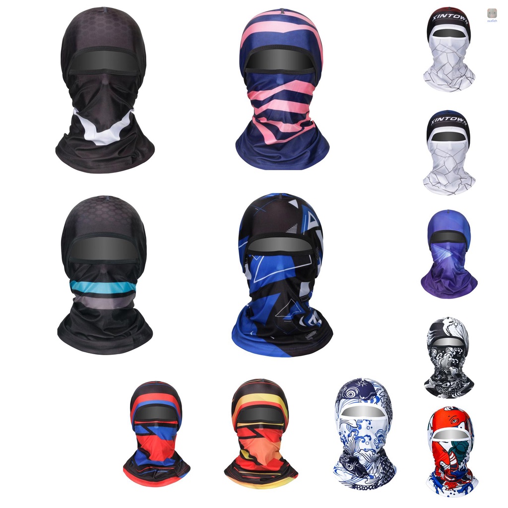Mũ Trùm Đầu Co Giãn Thoáng Khí Chống Nắng In Họa Tiết Balaclava Kèm Tấm Che Mặt