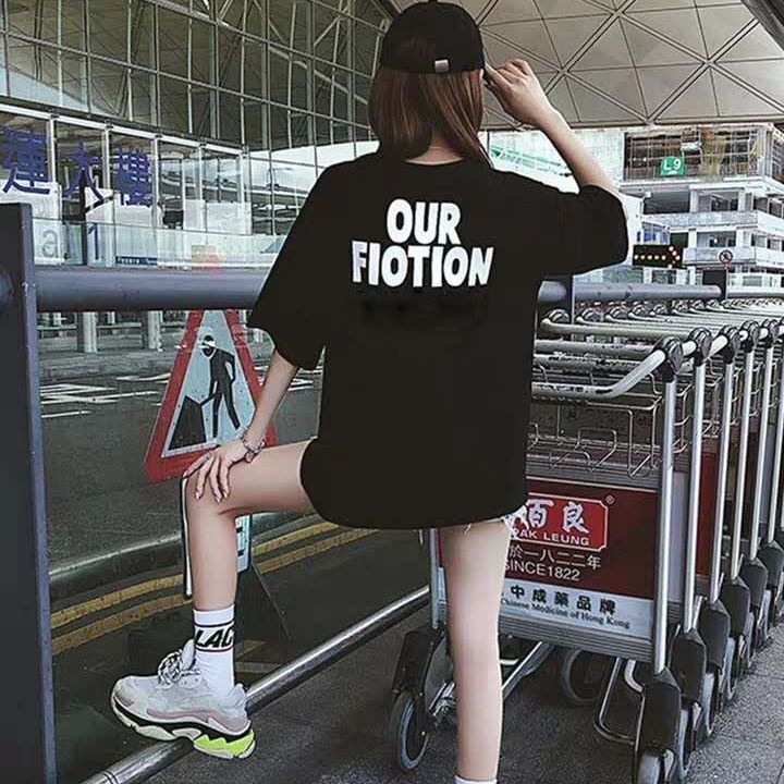 Áo Thun Tay Ngắn Dáng Rộng Màu Đen Phong Cách Phương Tây Thời Trang Mùa Hè 2023 Cho Nữ