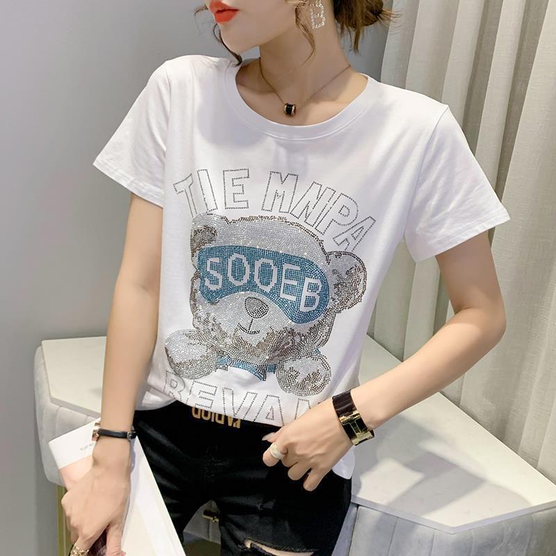 Áo Thun Cotton Tinh Khiết Tay Ngắn Phong Cách Phương Tây Thời Trang Mùa Hè 2023 Phong Cách Mới Cho Phụ Nữ Tuổi Trung Niên