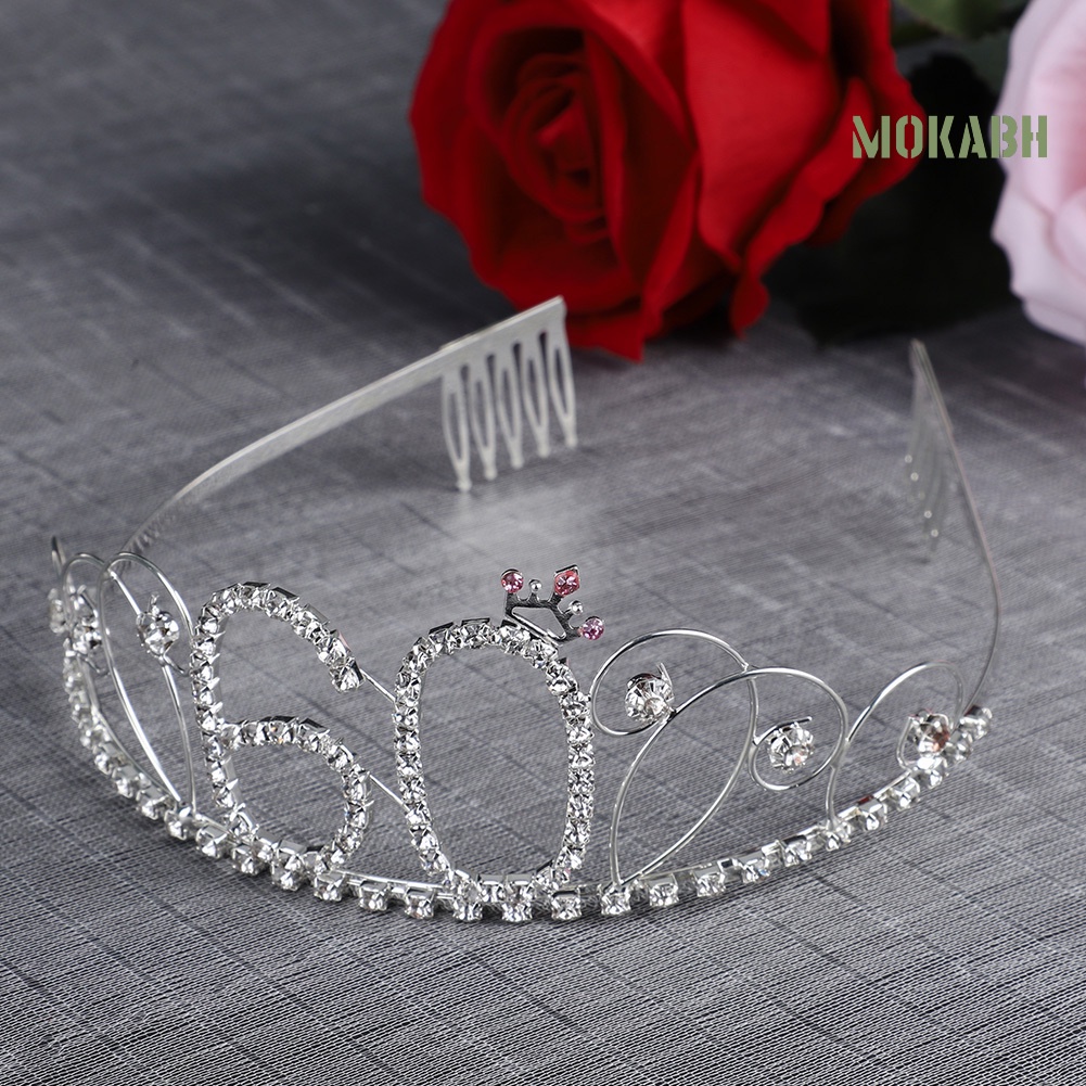 [Mok Abh] Cài Tóc Hình Vương Miện Số 60 Đính Đá Tuyệt Đẹp Cho Cô Dâu