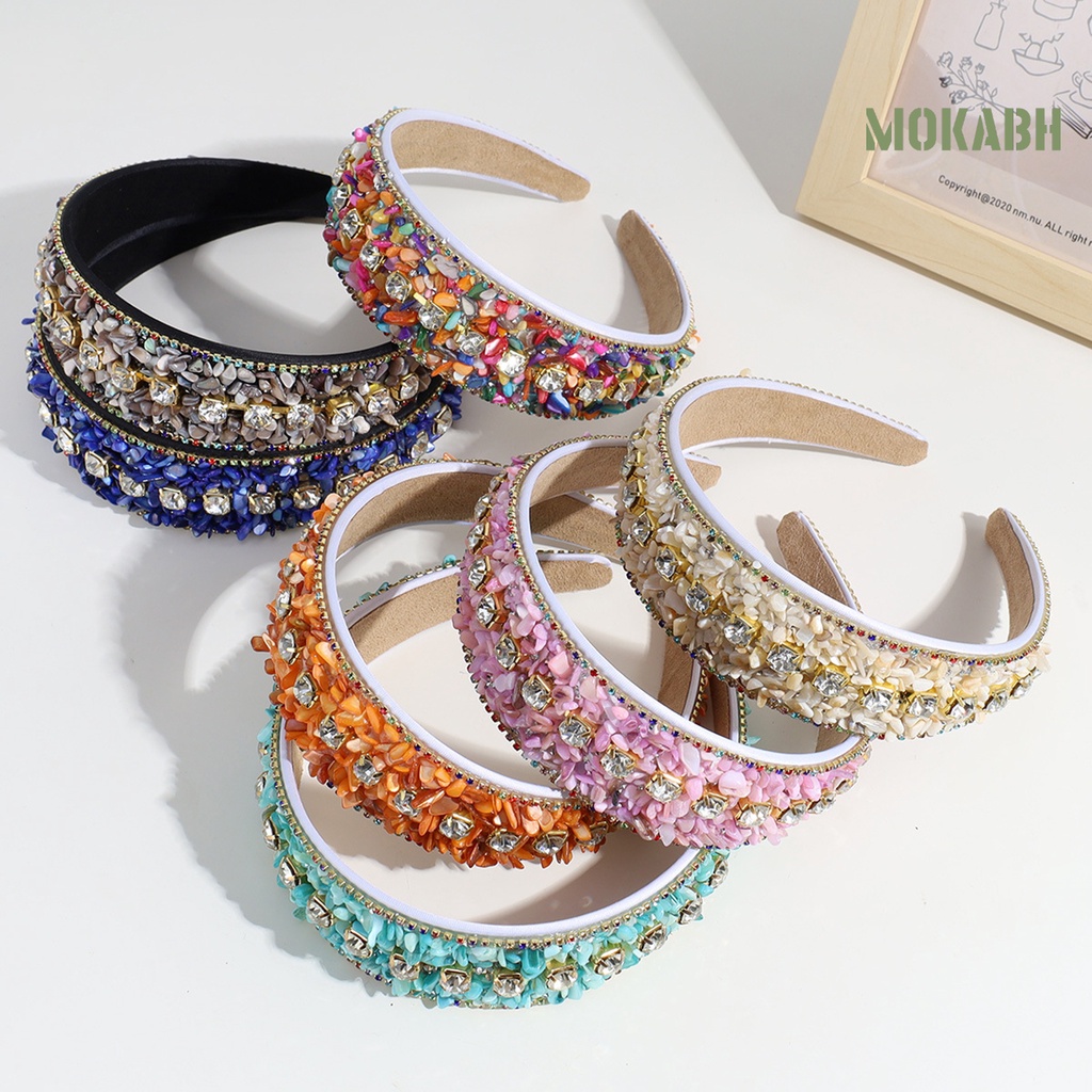 Băng Đô Mini Đính Đá Nhiều Màu Sắc Co Giãn Chống Trượt Thời Trang Cho Nữ