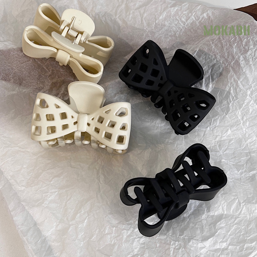 Kẹp Tóc Hình Nơ Màu Đen / Be Chống Trượt Kiểu Dáng Cổ Điển Dành Cho Nữ