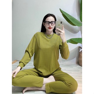 BỘ Ủ KEM ÁO CỔ TRÒN VẢI GÂN QUẦN ÔM - UK04