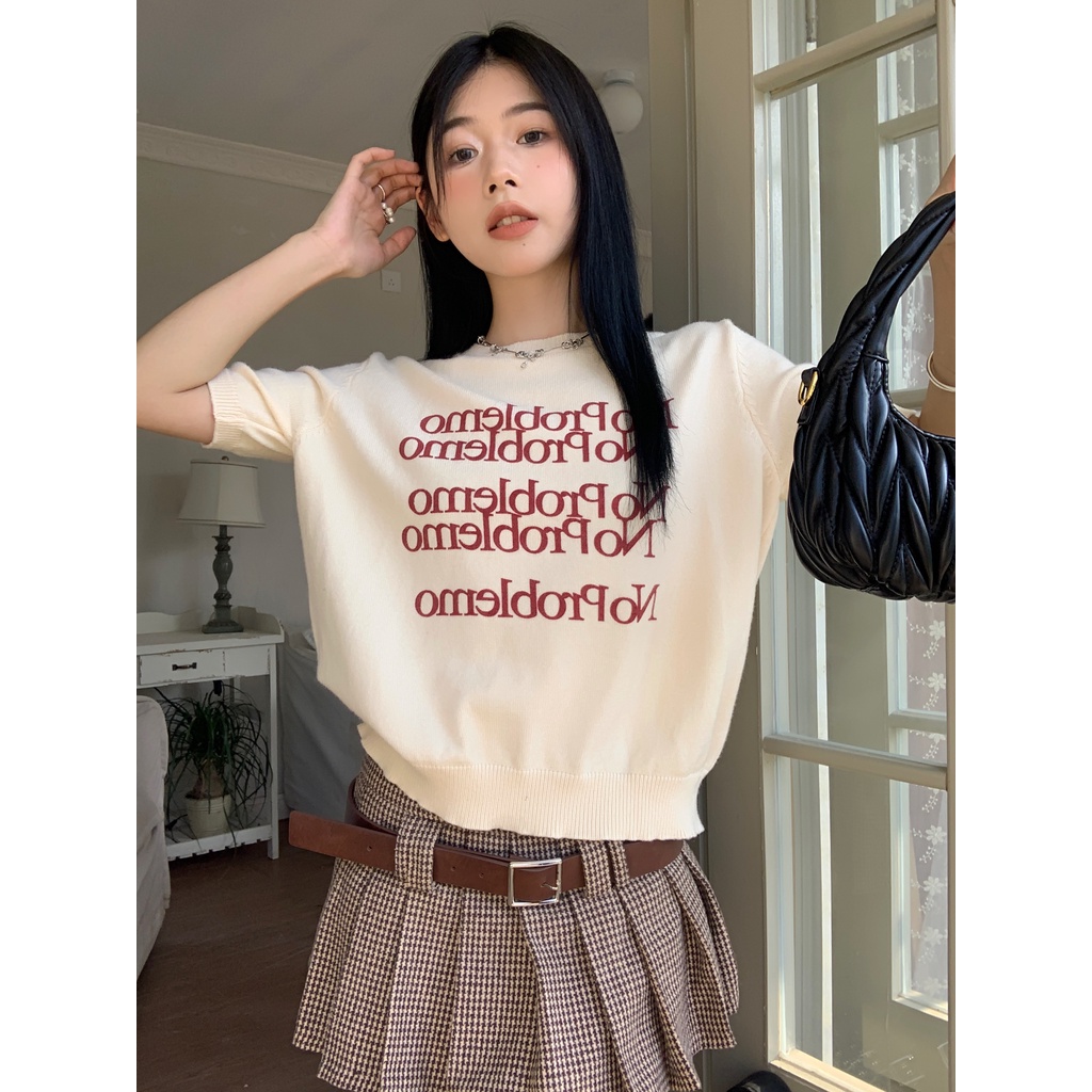 Áo Thun Nữ Tay Dài In Chữ Thời Trang Hàn Quốc