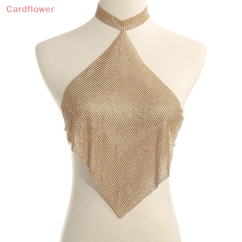 &lt; Cardflower &gt; Áo Crop Top Nữ y2k Dây Xích Đeo Cơ Thể Đính Đá Đi Tiệc Tùng