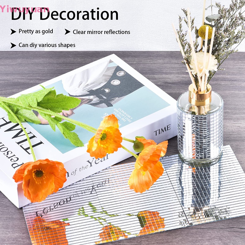 Miếng Dán Tường Trang Trí Tráng Gương Bằng Acrylic 5x5mm DIY Mới