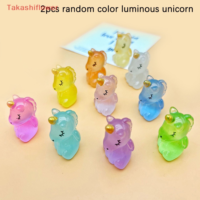 Set 2 Đồ trang trí Ngựa Takashiflower Bằng Nhựa Phát Quang Dễ Thương Trang Trí Tiểu Cảnh