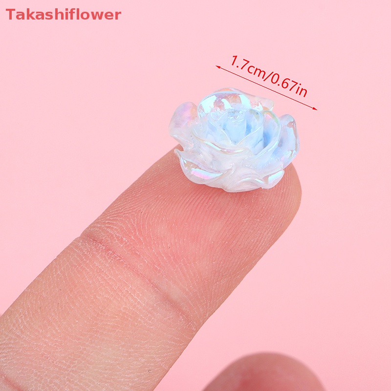 Set 2 Mô Hình Hoa Hồng Dạ Quang Mini Bằng Nhựa Resin Trang Trí Sân Vườn DIY