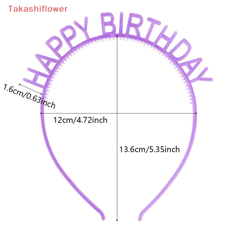 (Takashiflower) Phụ Kiện Băng Đô Nhựa Sinh Nhật Phát Sáng Trong Bóng Tối Màu Vàng Và Bạc in Chữ Happy Birthday Dành Cho Trẻ Em