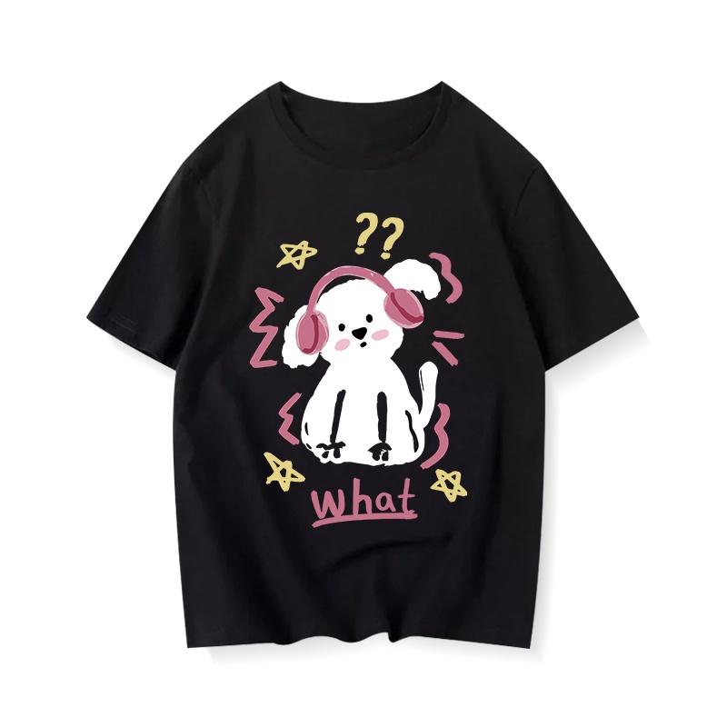 Áo Thun 100% Cotton Tay Ngắn Cổ Tròn In Họa Tiết Phong Cách Hàn Quốc Cho Nữ