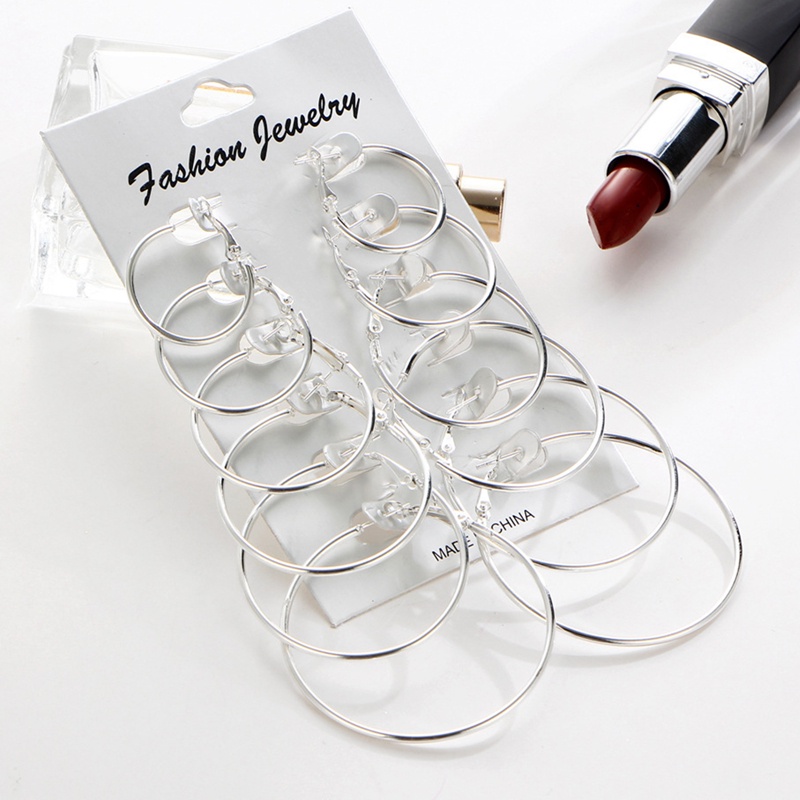 Set 6 Đôi Bông Tai Khoen Tròn Thời Trang Cho Nữ