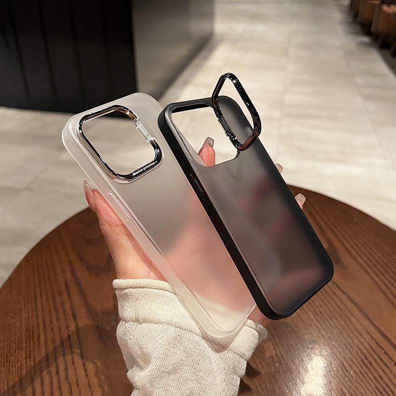 Ốp Điện Thoại Cứng Nhám Mờ Chống Sốc / Rơi Vỡ / Dấu Vân Tay + Giá Đỡ Vô Hình Cho iPhone 14 13 12 11 Pro Max 14 Plus