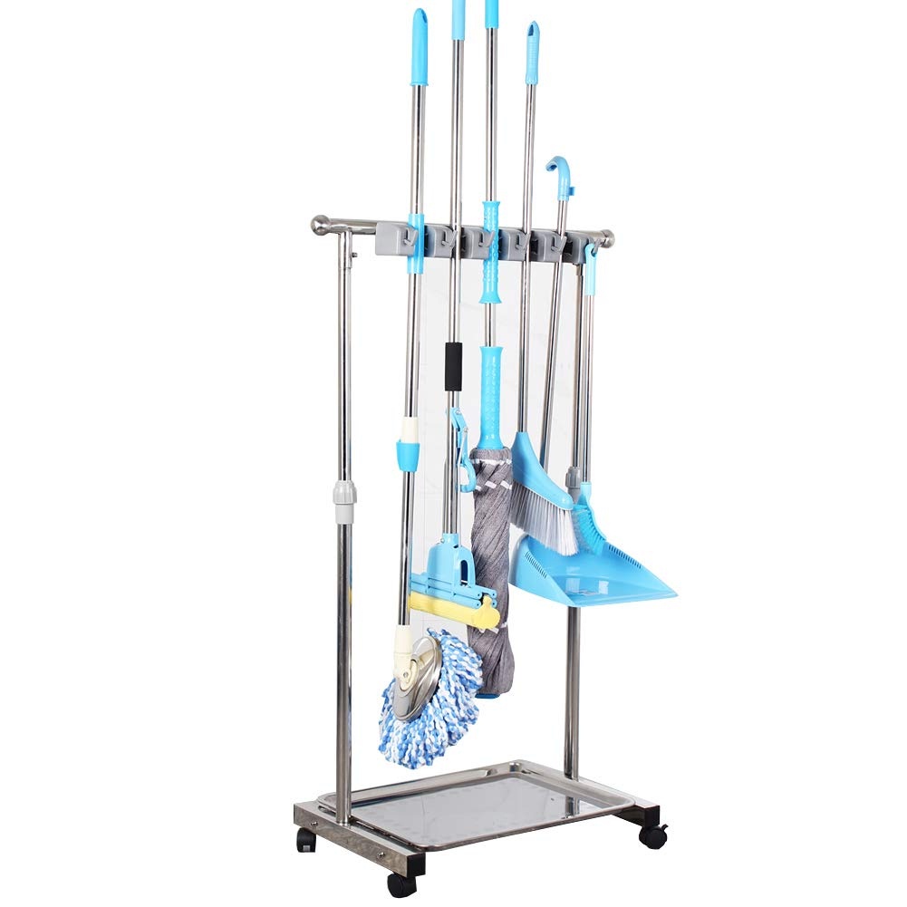 Kệ Treo Cây Lau Nhà Inox EuroCleaner có bánh xe di chuyển ❤️TThome79❤️