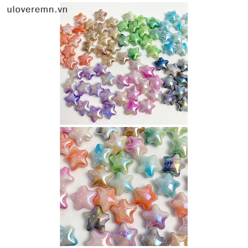 Set 10 Hạt Xỏ Lỗ Hình Ngôi Sao Năm Cánh Nhiều Màu Sắc Dễ Thương Làm Vòng Tay DIY