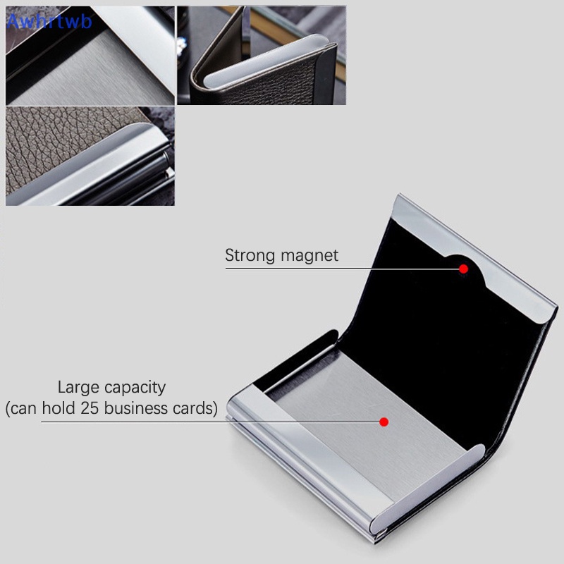 Ví Da PU Đựng Thẻ Tín Dụng / Danh Thiếp Sức Chứa Lớn Bằng Thép Không Gỉ Mới