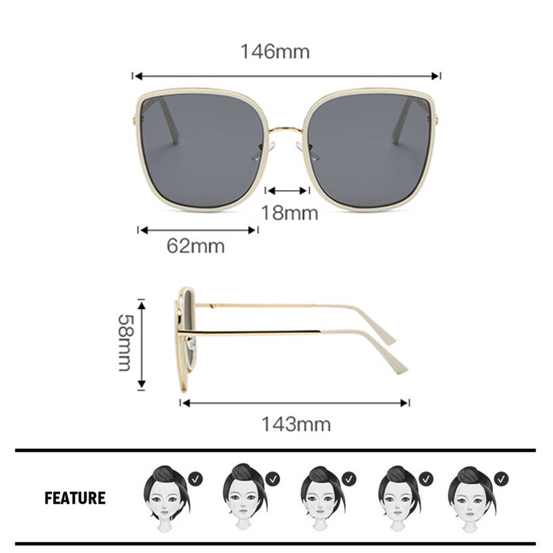 Kính Mát Gọng Vuông Chống Tia UV Thời Trang Cho Nữ