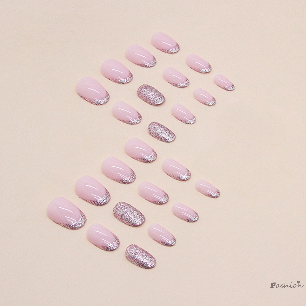 Móng Tay Giả Đính Bột Kim Tuyến Màu Hồng Quý Phái Và Thanh Lịch