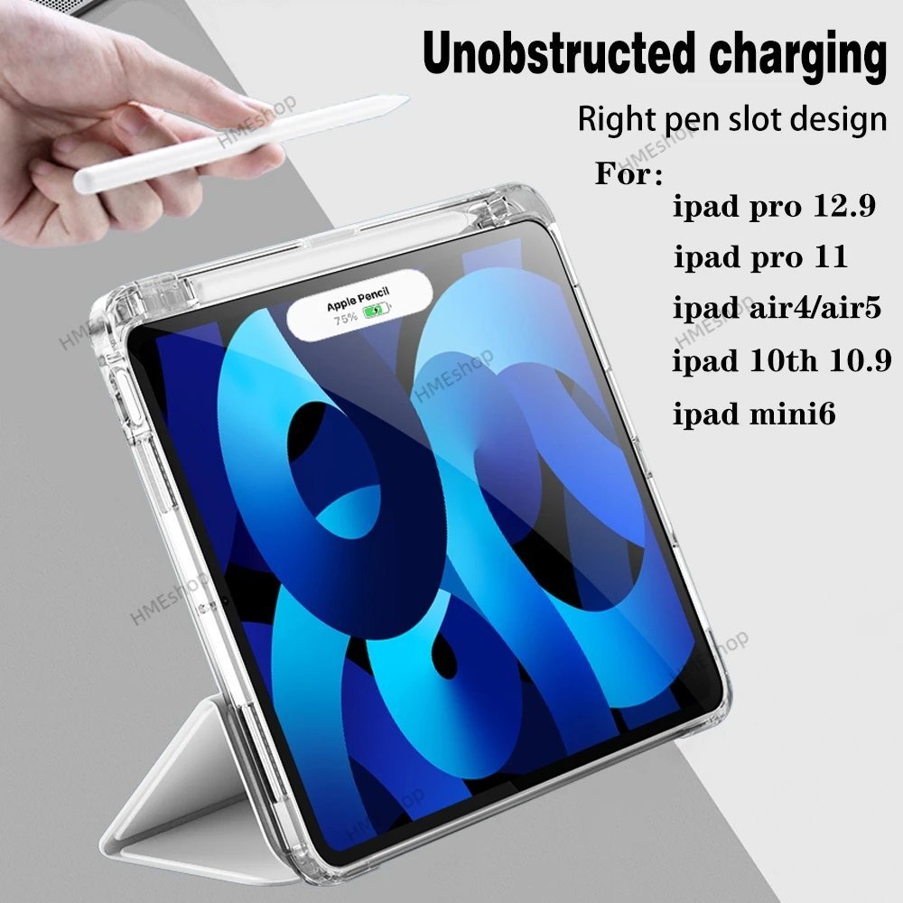 Tri Bao Da pu + pc Cứng Cho ipad pro 12.9 2022 2021 2020 2018 pro11 10th 10.9 air 5 4 10.9 10.2 9th 8th 7th air 2 1 9.7 mini 6 Giá Đỡ