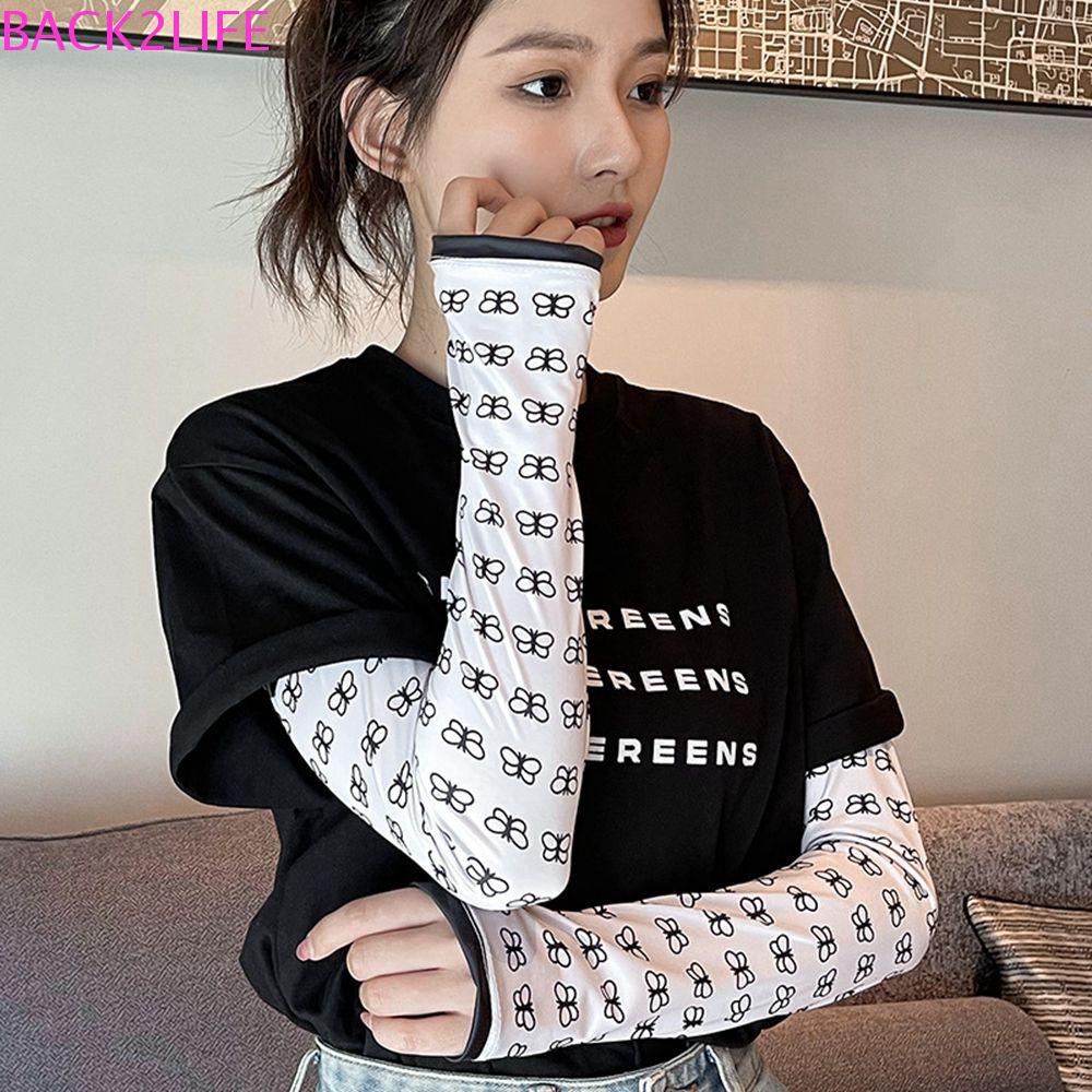 Găng Tay Chống Nắng Hở Ngón Giữ Ấm Mùa Hè Bằng Lụa Lạnh Họa Tiết Da Báo Trái Tim Cho Nữ BACK2LIFE