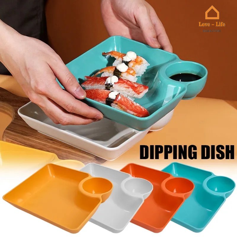 Khay Nhựa Đựng Bánh Bao / Sushi / Khoai Tây Chiên Nhiều Màu Sắc Siêu Bền Kèm Tô Cắt Tiện Dụng Cho Nhà Bếp