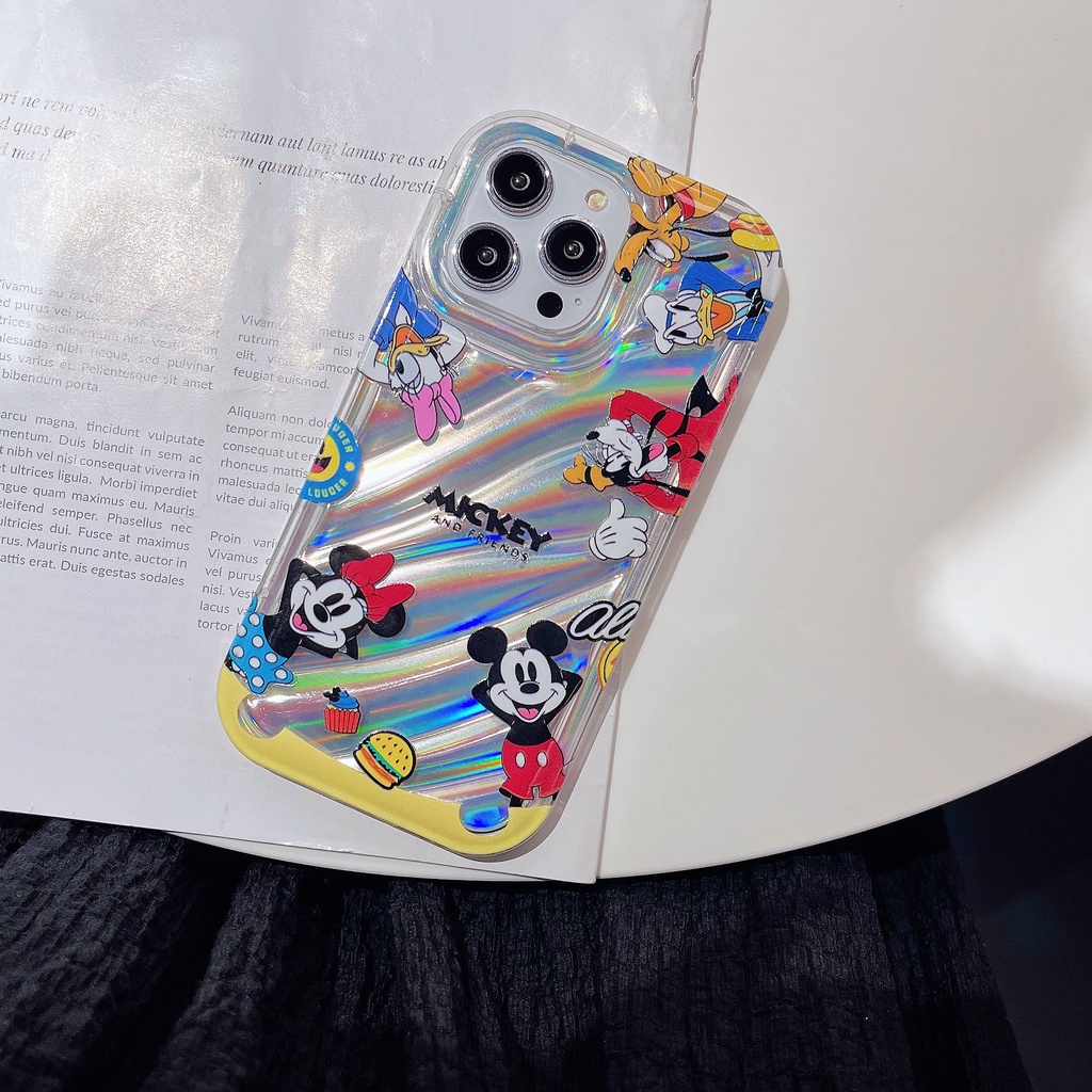Ốp Điện Thoại TPU Trong Suốt Màu Laser Họa Tiết Hoạt Hình Mickey Dễ Thương Cho iPhone 12 13 14 Pro Max