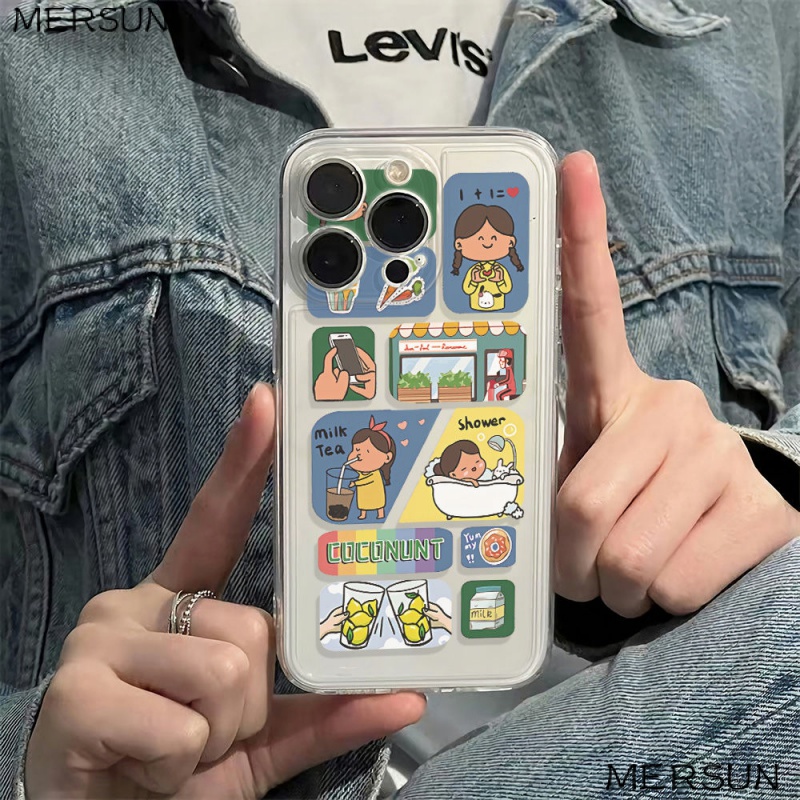 ✅Ốp Điện Thoại Dẻo Họa Tiết Cô Gái Đơn Giản Thời Trang Chống Sốc Cho iPhone1213 14pro SO0U 11 786In