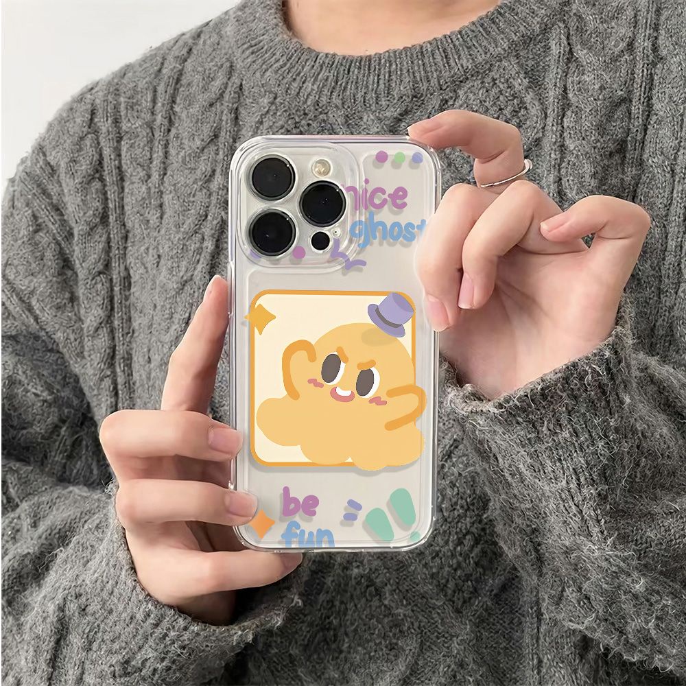 ✅Ốp Điện Thoại Mềm Chống Sốc Màu Vàng Họa Tiết Ma Nhỏ Đơn Giản Cho Iphone 11 78 6In14Pro 1213 AL8M