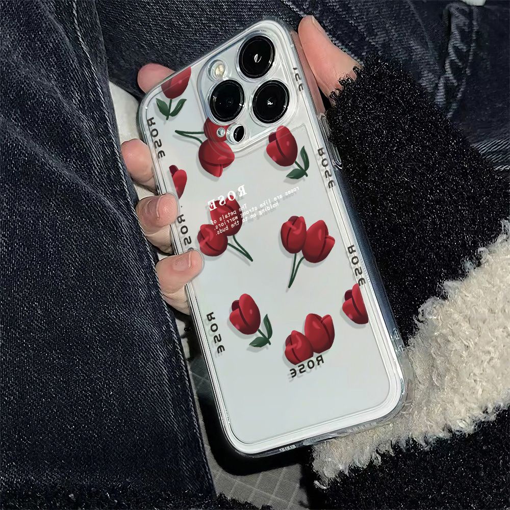 ✅Ốp Điện Thoại Dẻo Họa Tiết Hoa Tulip Đơn Giản Thời Trang Chống Sốc Cho Iphone13Max plus1178 6Iniphone12 Apple 14pro