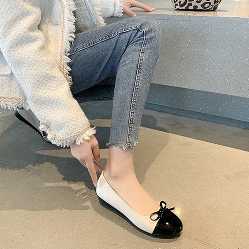 Giày Búp Bê Mũi Vuông Đính Nơ Thời Trang Cho Nữ