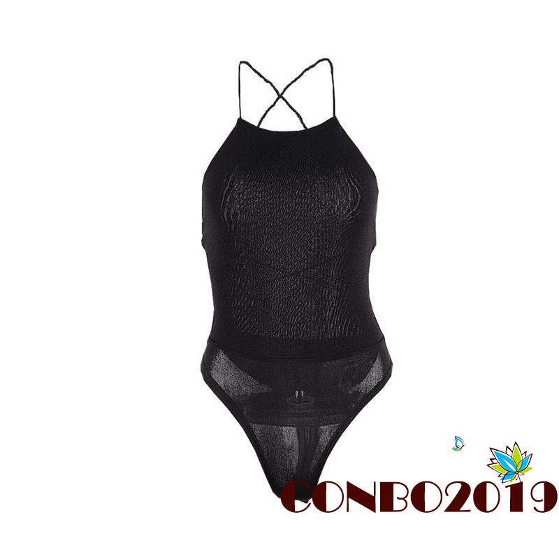 Áo liền quần Hai Dây Hở Lưng Màu Trơn Dáng Ôm Gợi Cảm Cho Nữ