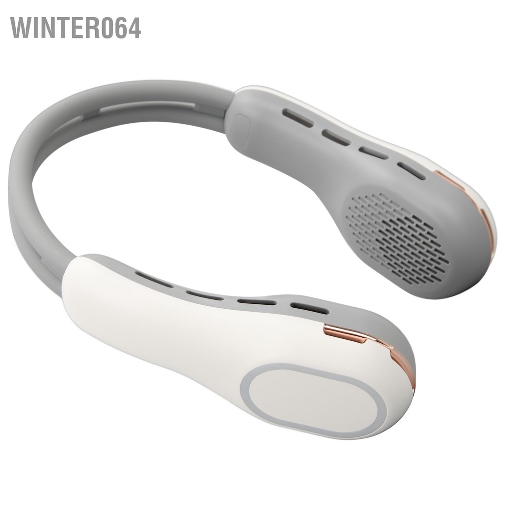 Winter064 Treo Cổ Quạt Không Cánh Kích Thước Có Thể Điều Chỉnh Màn Hình Hiển Thị Công Suất Di Động Đèn 7 Màu Trắng DC5V 2A