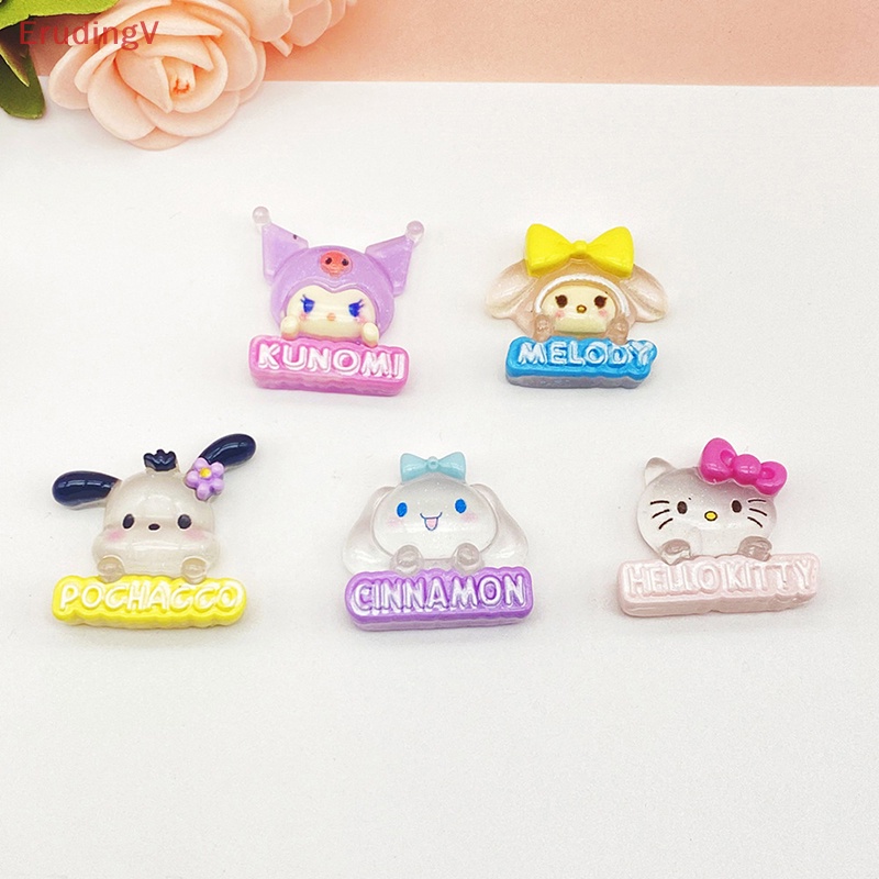 Bộ 2 Phụ Kiện Trang Trí Hình Cinnamoroll / Hello Kitty / Kuromi Bằng Nhựa Phát Quang Độc Đáo DIY